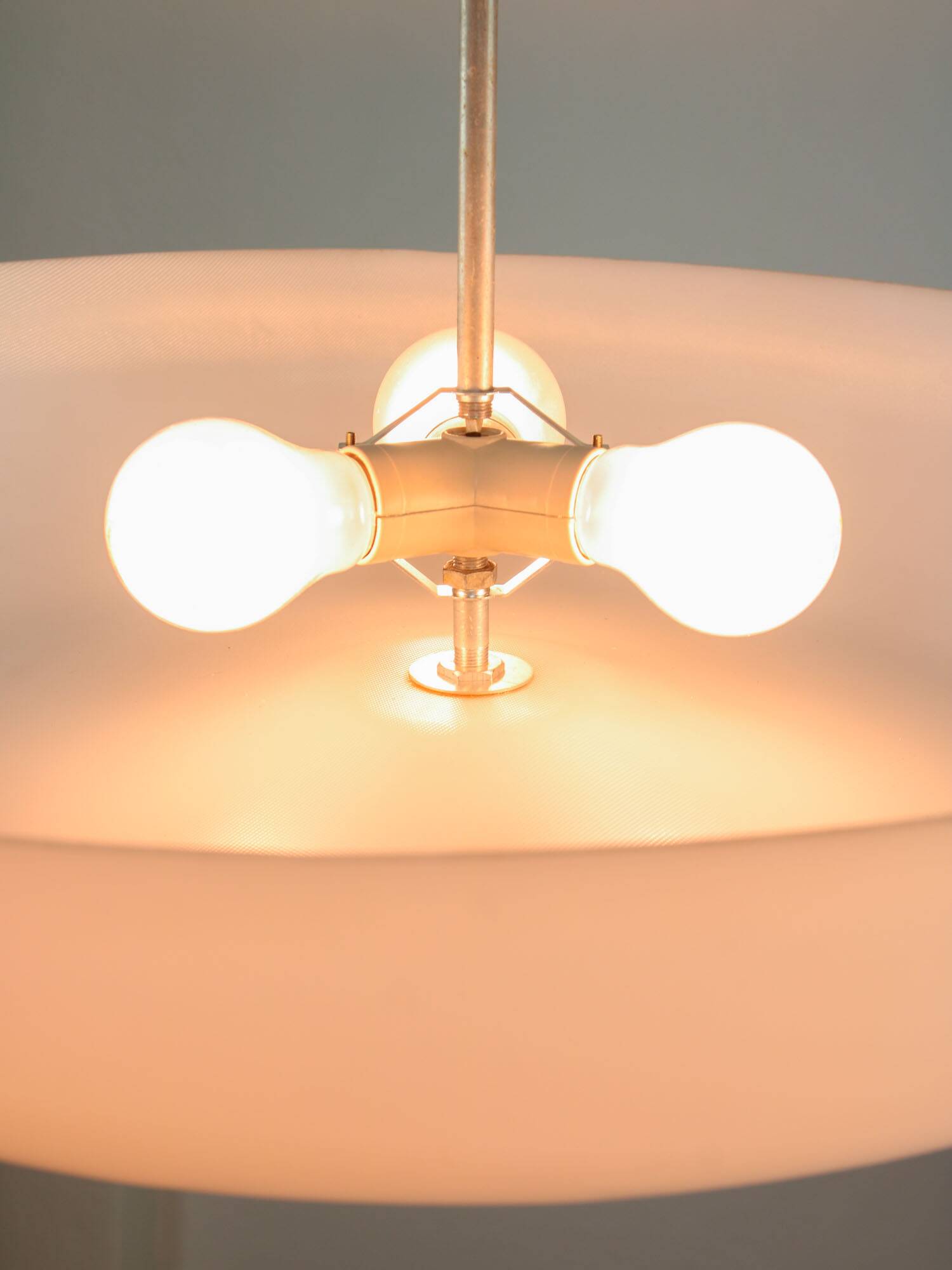 Space Age Italian Plexiglass and Brass Chandelier, 1970s