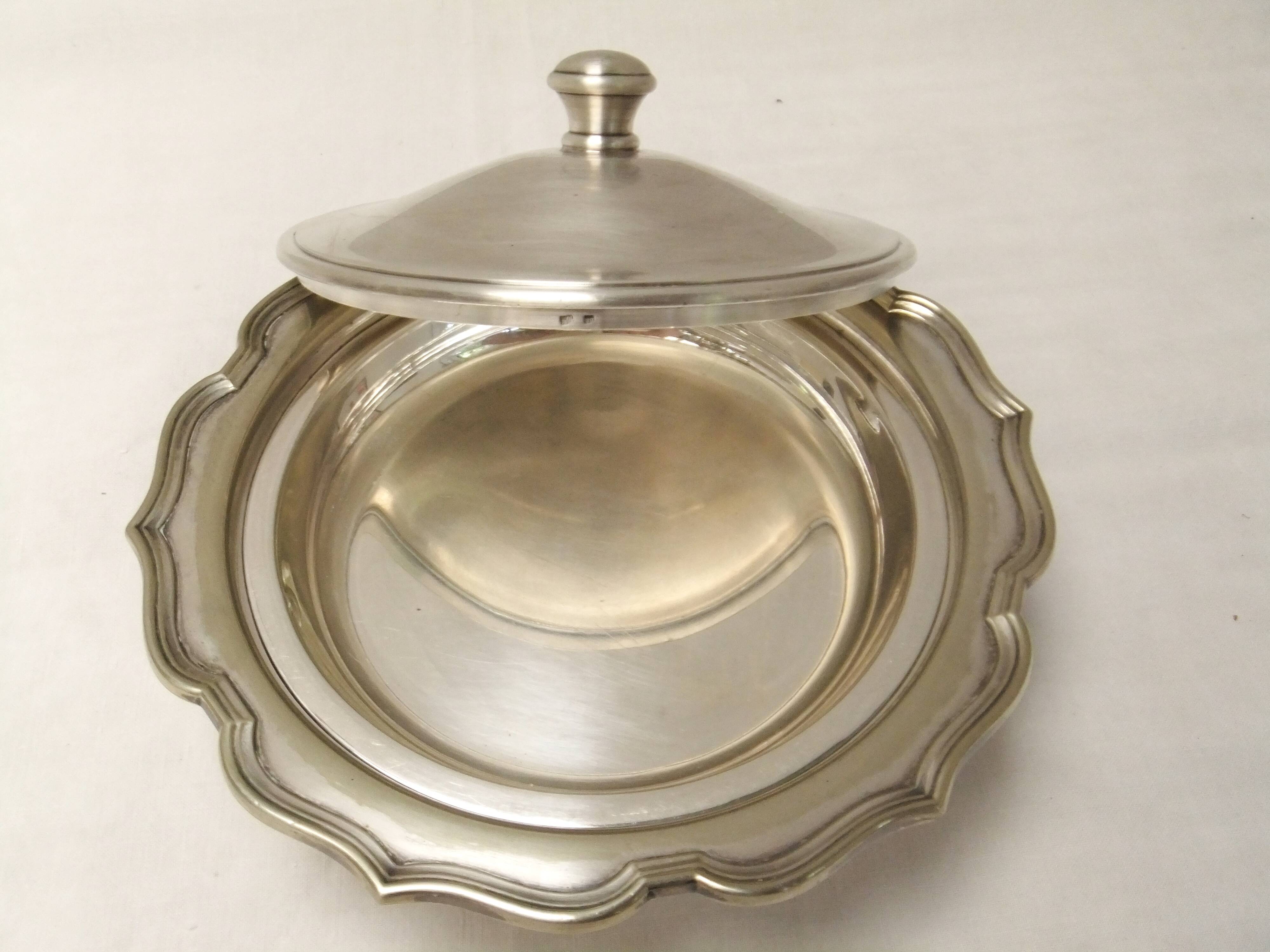 Antique silver-plated vegetable dish, tableware