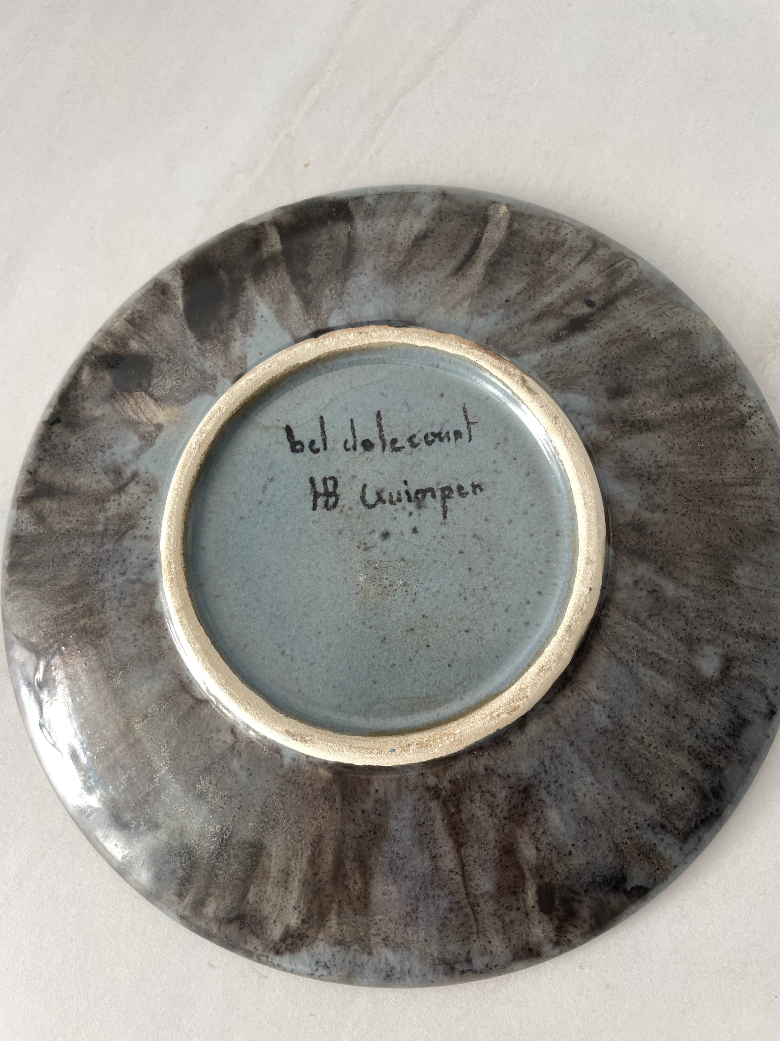 Rare plate bel delecourt quimper antique