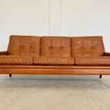 Vintage Danish retro Svend Skipper 3 person sofa in cognac leather