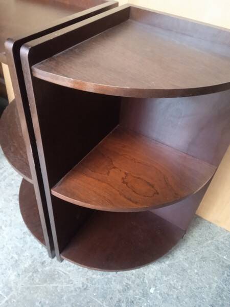 Pair of art deco style mahogany corner cabinets