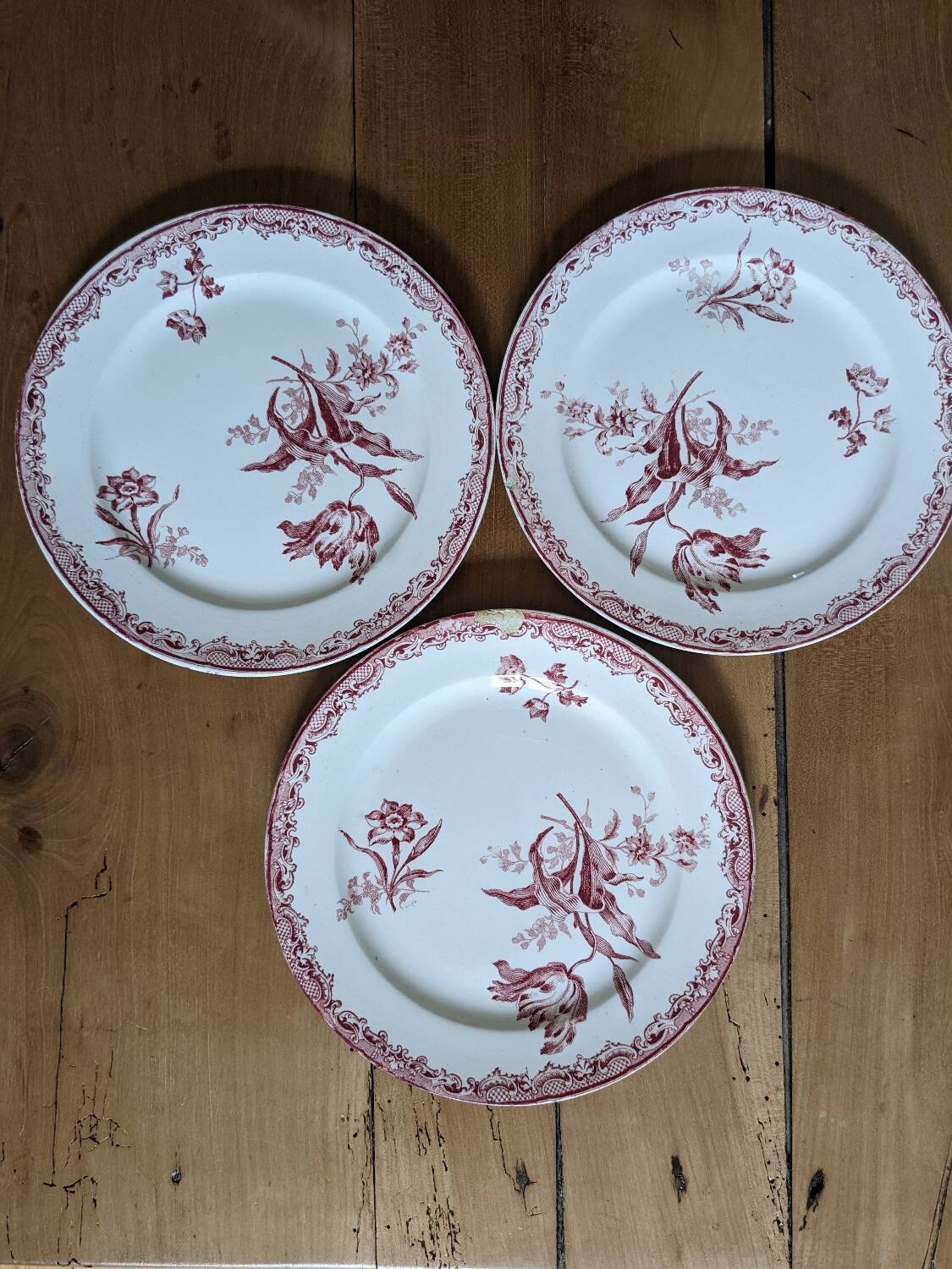 Three Fontanges Sarreguemines flat plates
