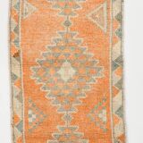 3x12 Soft Orange Geometric Vintage Runner Rug, 81x378Cm