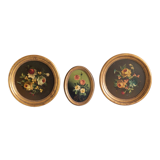 Set of 3 paintings bouquet of flowers