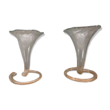 Pair of so-called "corolla" vases in Murano glass