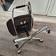 Vintage strafor brown leather armchair with casters