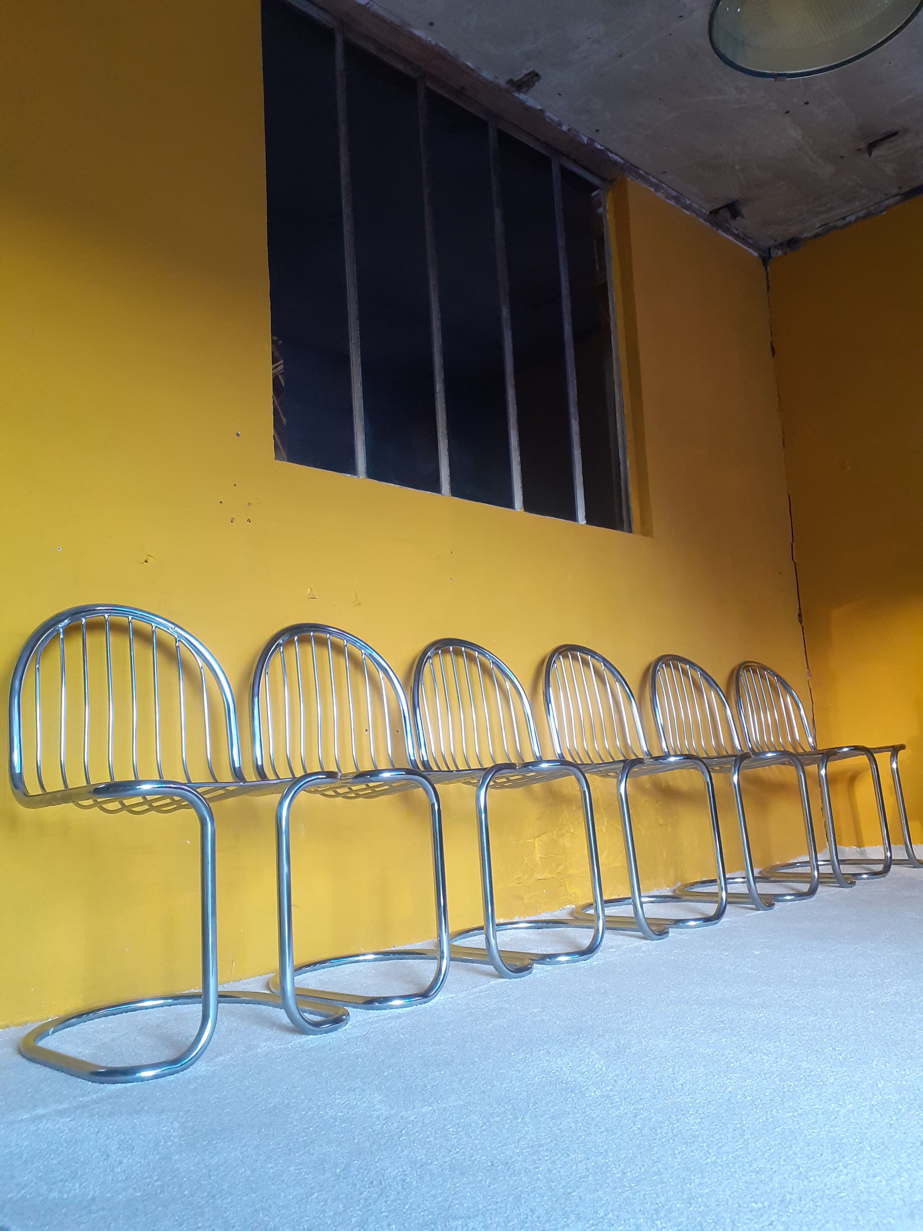 6 designer wired chairs vintage 1970