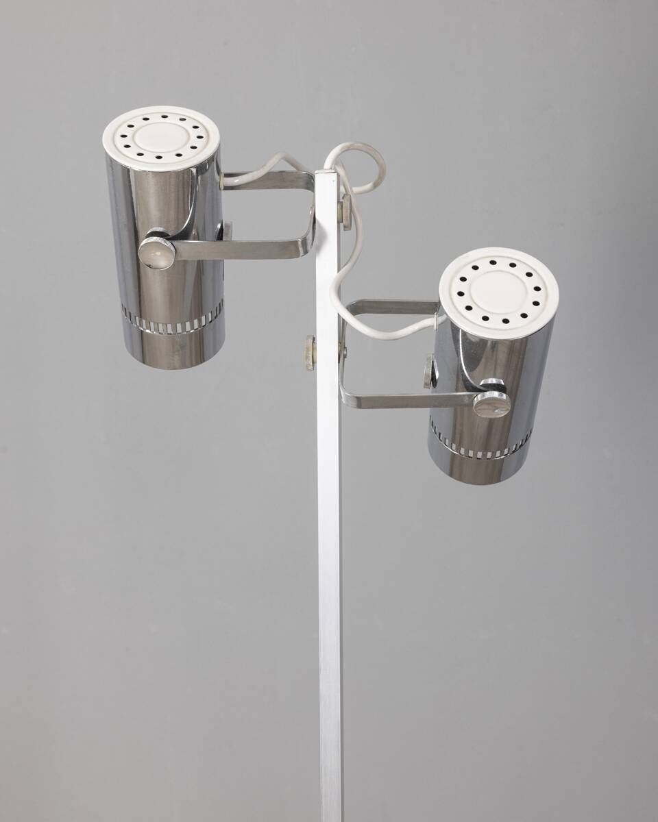Vintage 70s metal floor lamp with two lights Italian design