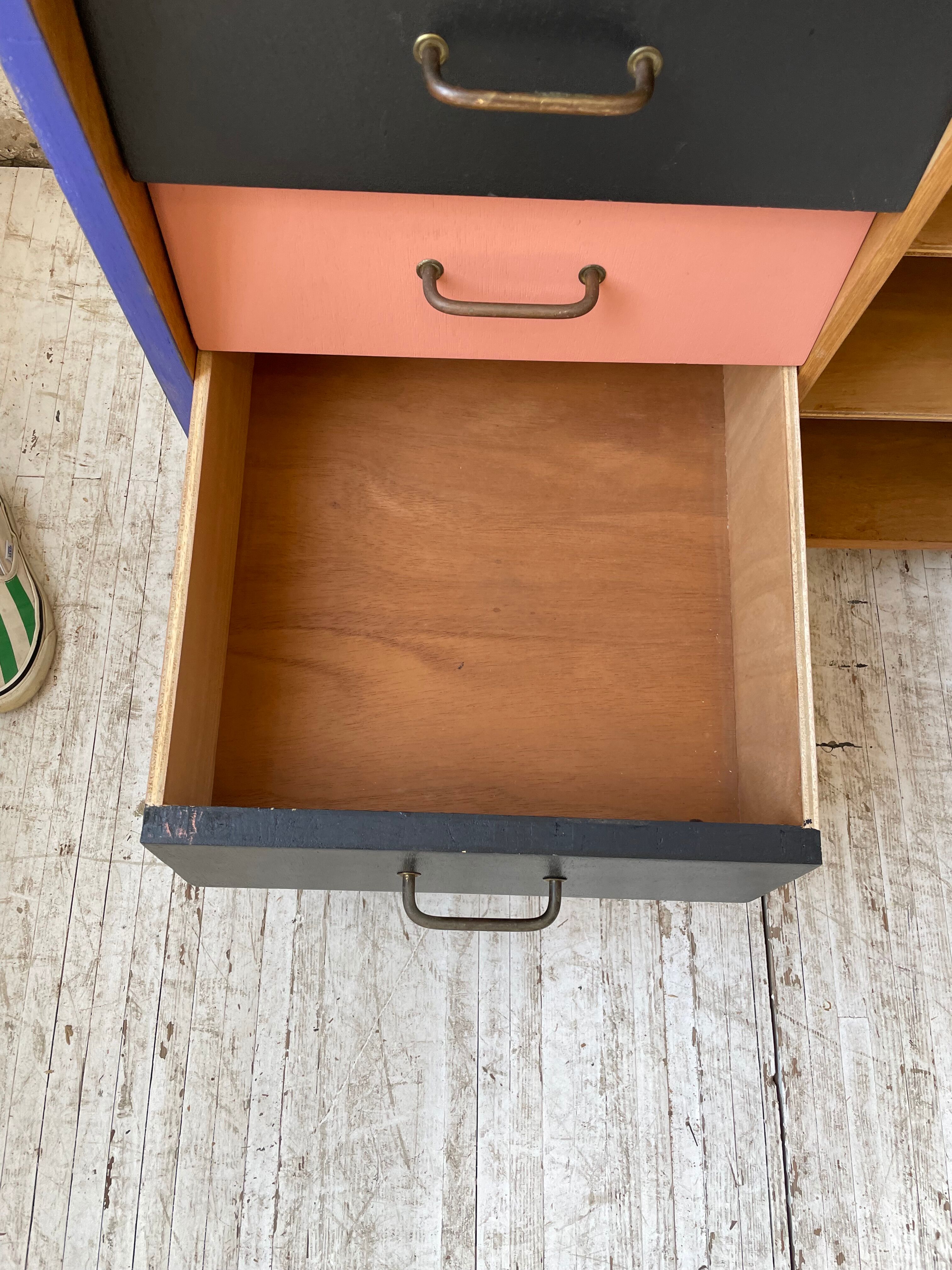 Meuble commode colorée années 60