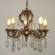 French Art Nouveau 5-Light Bronze 3 sided Crystal Cage Chandelier