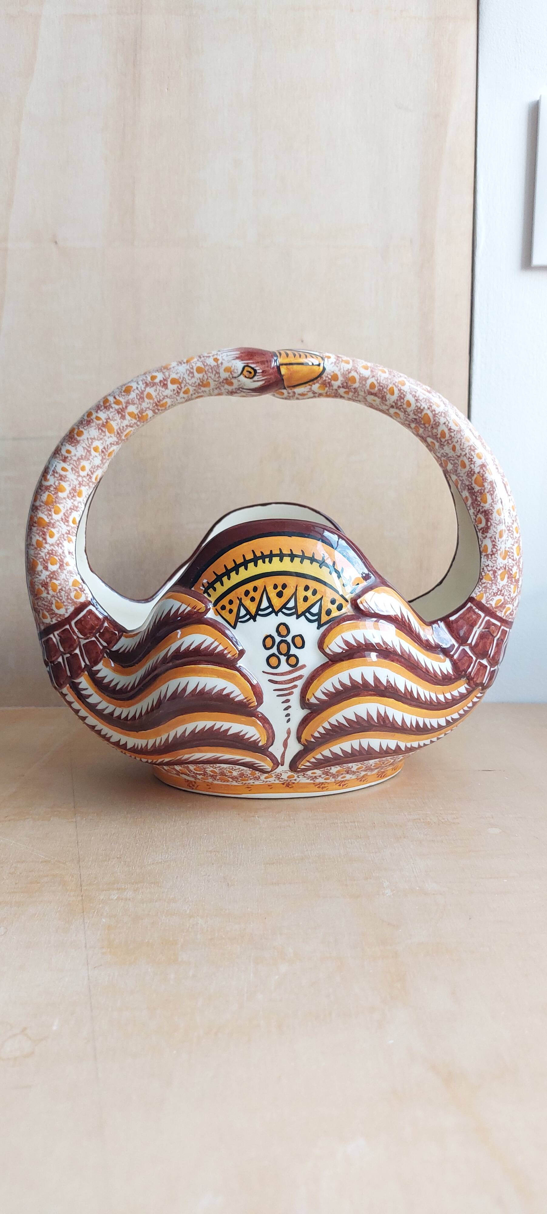 Vintage earthenware basket for Henriot Quimper