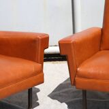 Pair of armchairs in skai, 20th century