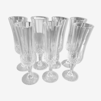 Lot de 7 flûtes à champagne Cristal d'Arques modèle Longchamp