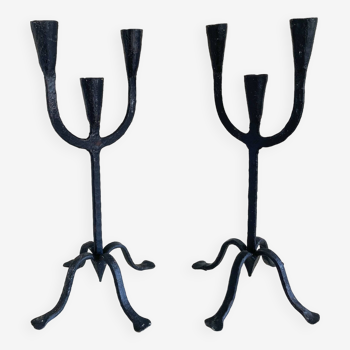 Wrought iron candlesticks