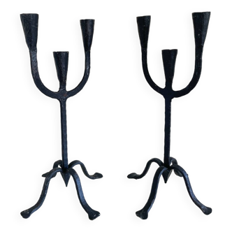 Wrought iron candlesticks