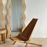 Zigzag rattan foot mirror H:182cm