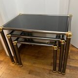 Orsenigo Italy nesting tables - clear glass and smoked glass