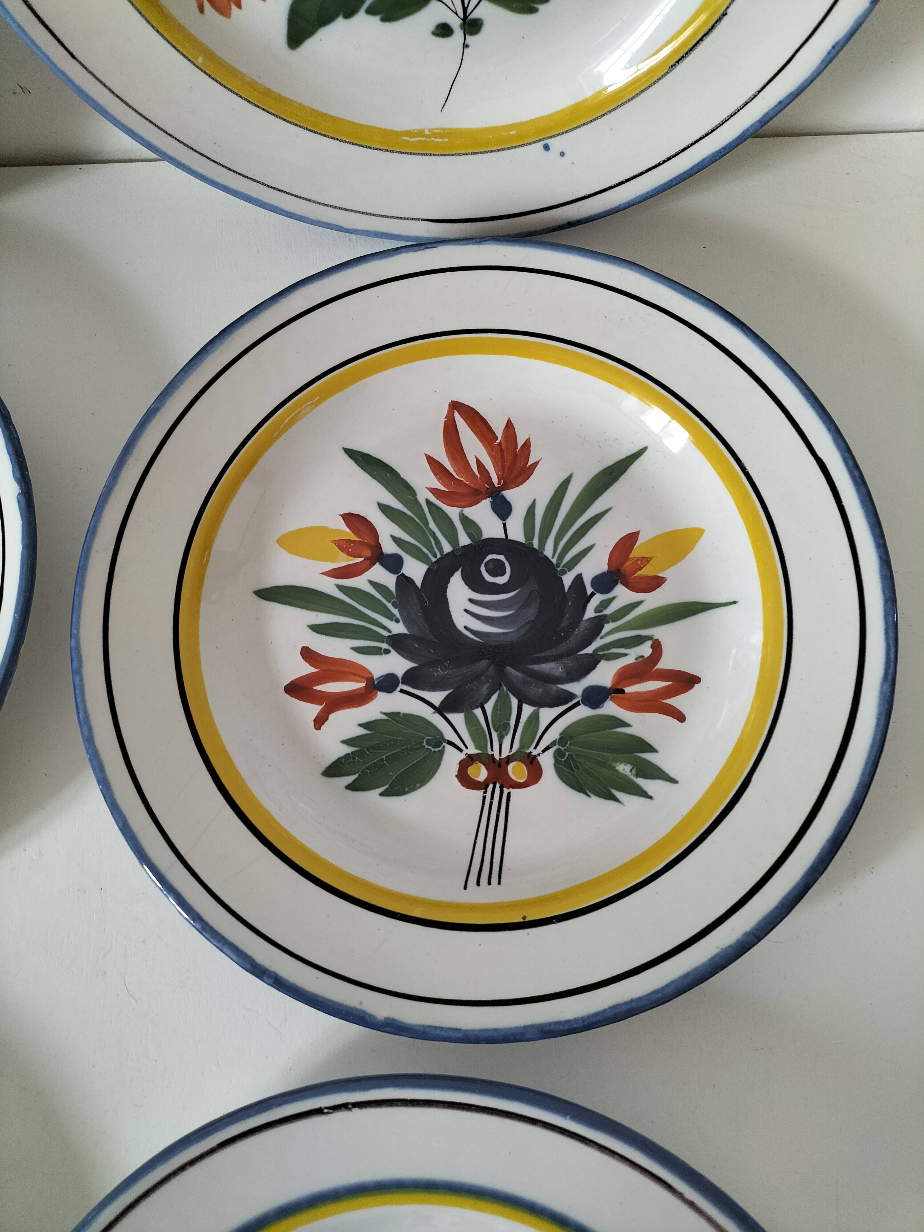 6 earthenware plates from the East - vintage 1960s