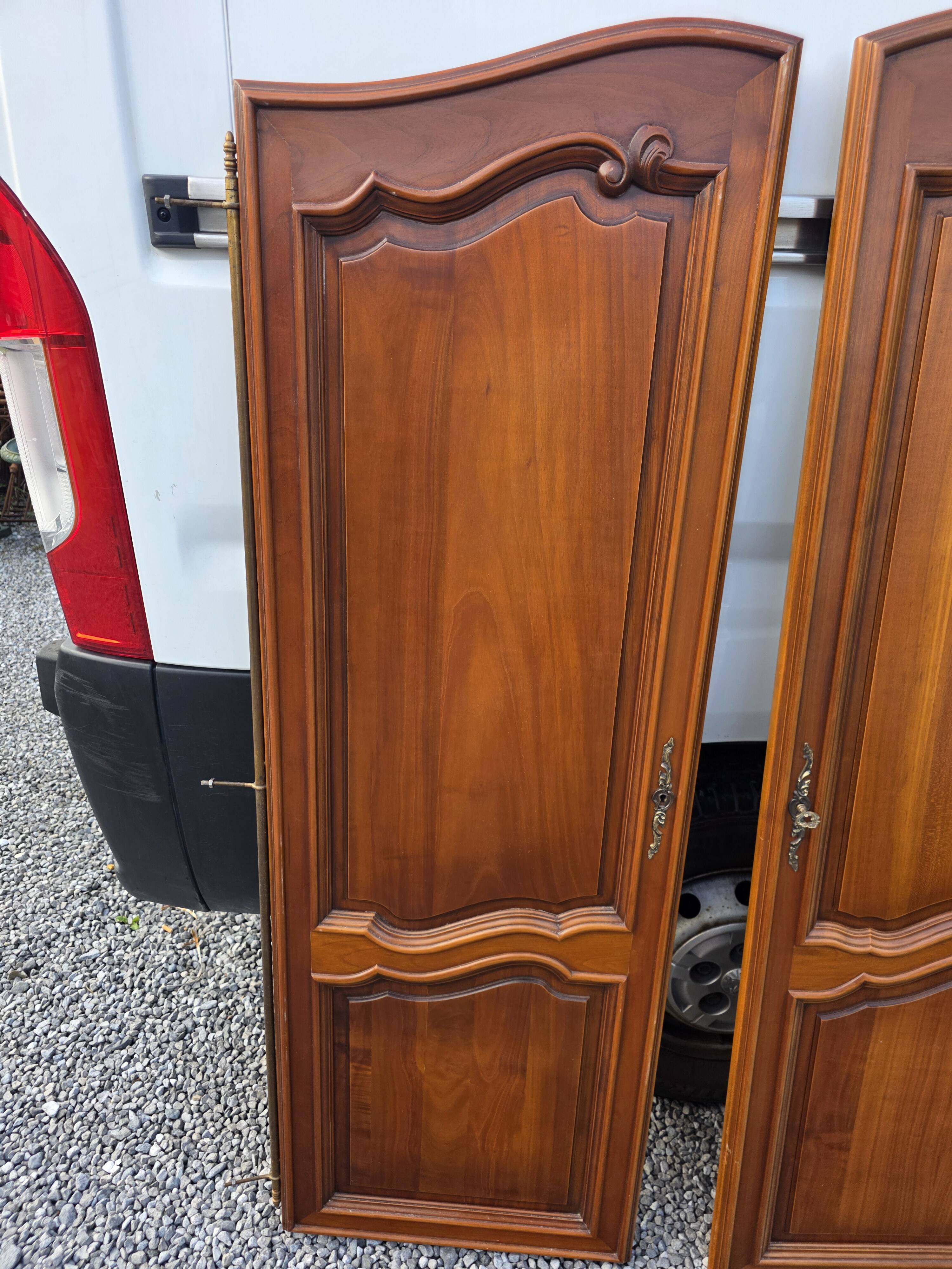 3 Louis XV style wardrobe doors in solid cherry wood