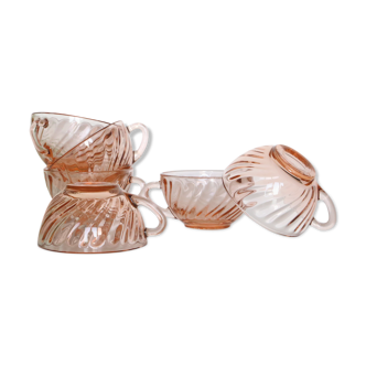 6-cup set of pink glass Rosaline