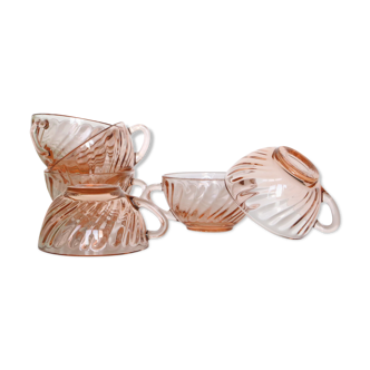 Set de 6 tasses en verre rose Rosaline