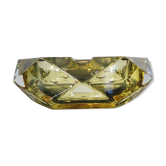 Vintage yellow faceted glass ashtray