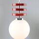 Vintage Italian Red Disc Pendant Lamp In Chrome and Wood, 1970s