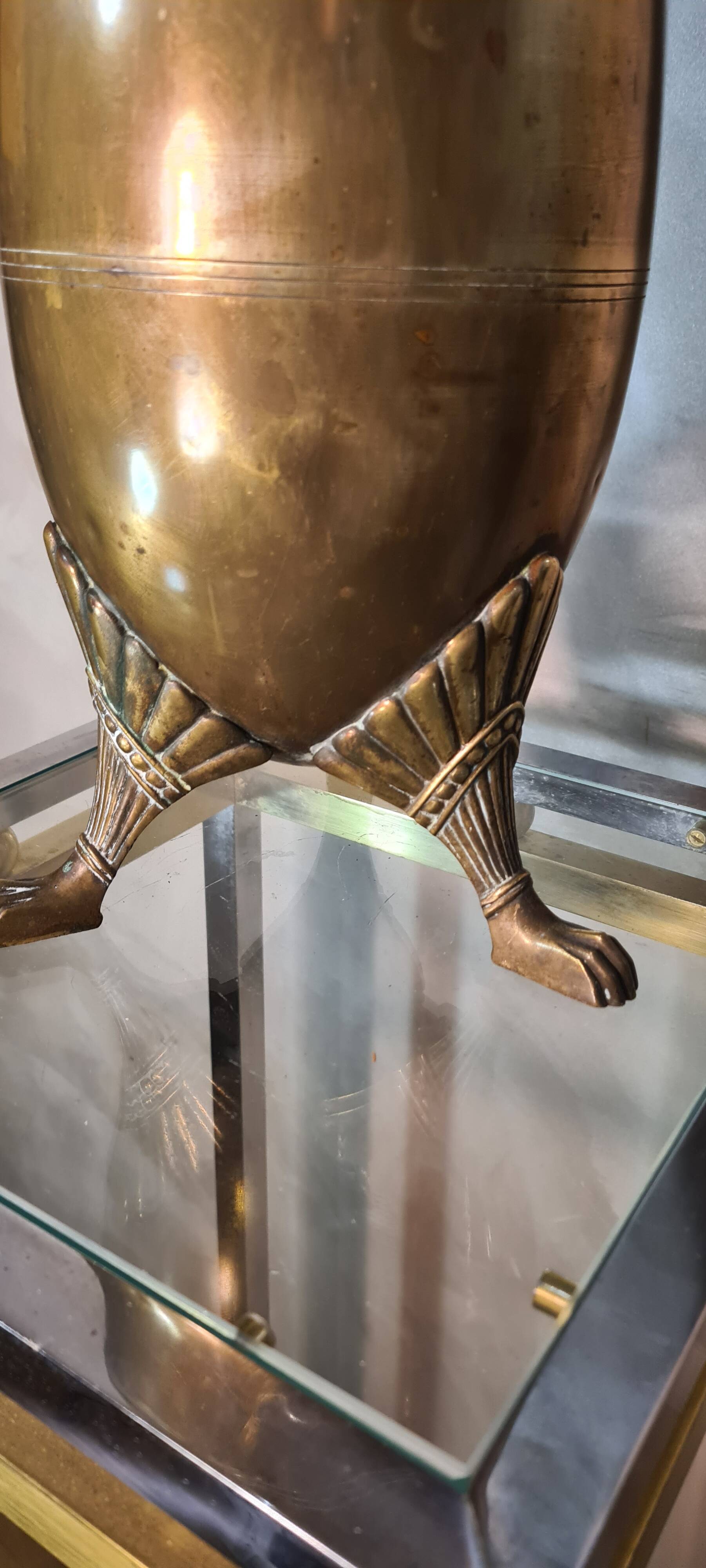 large brass vase empire style art nouveau 1880 to 1910, 60x20 beautiful condition for its age