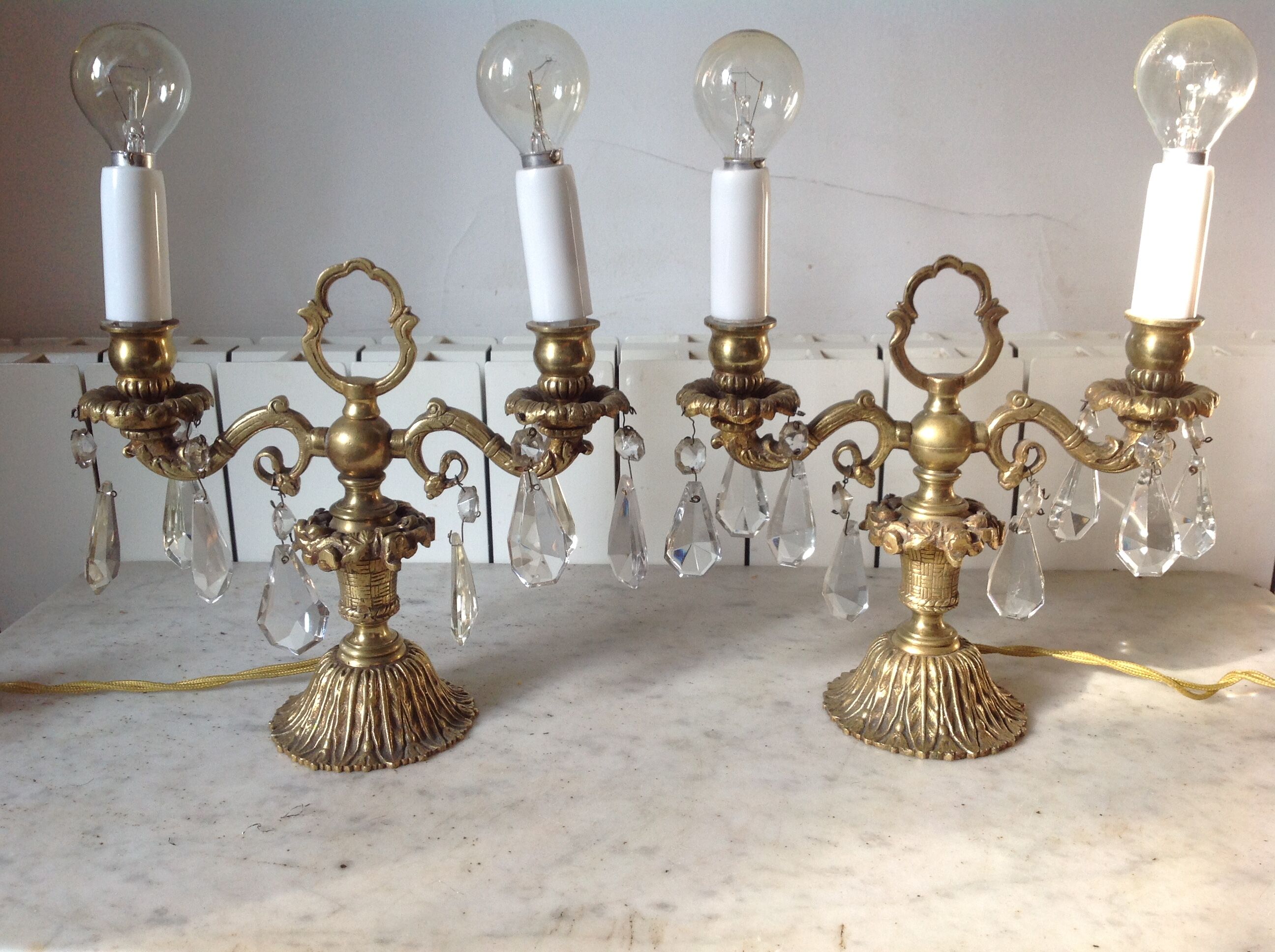 Paire de girandoles anciennes en bronze, vers 1900.