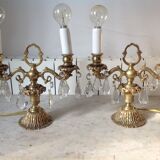 Pair of ancient bronze girandoles, circa 1900.