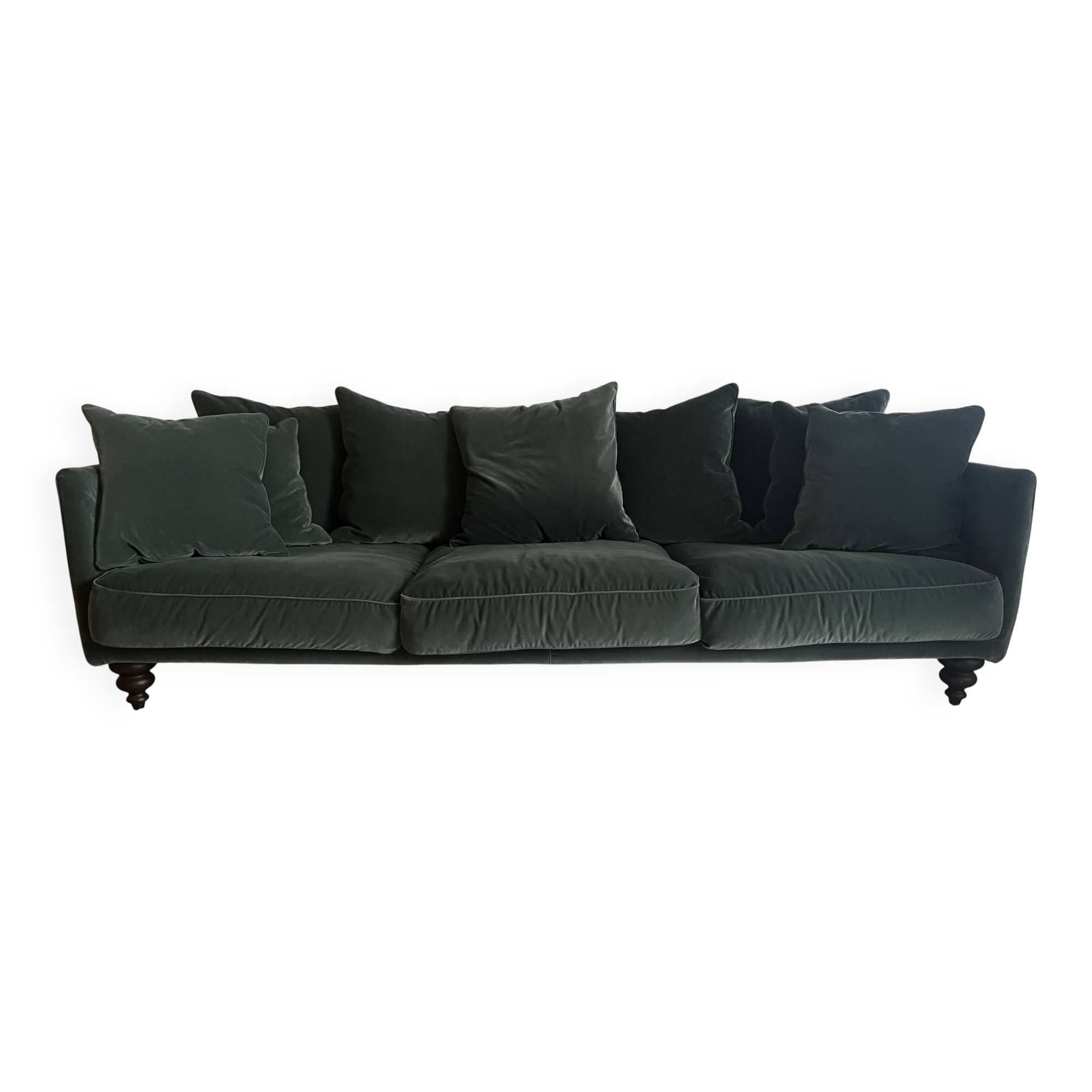 Lazare 5-seater sofa AMPM in cedar green velvet