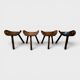 Ensemble de 4 tabourets brutalistes en bois massif