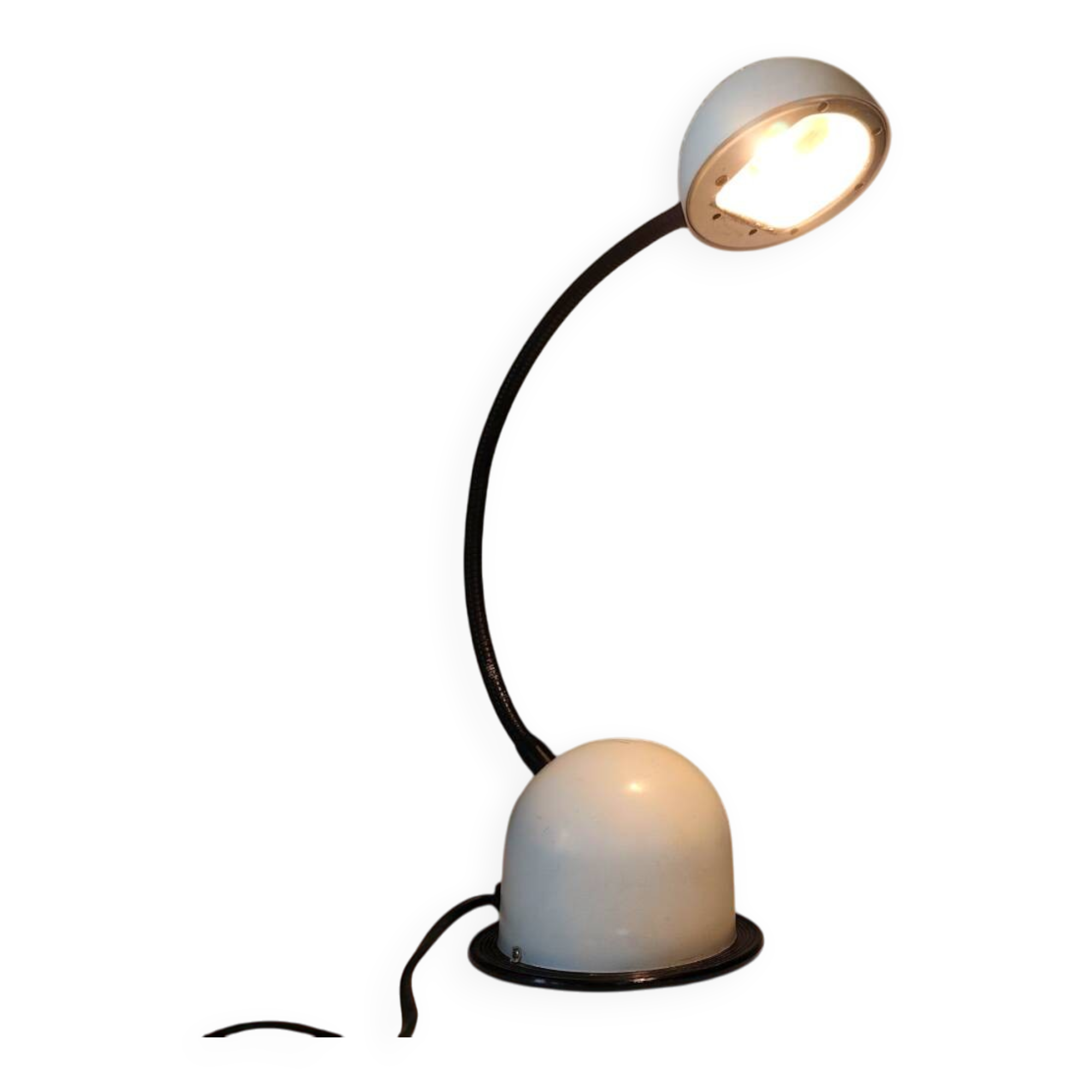 1980s Italian Desk Lamp – Sculptural Gooseneck Design with Dome Shade