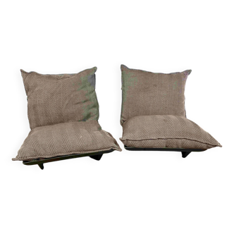 Pair of vintage 60s fiberglass fabric armchairs