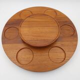 Large Stylform teak rotating serving tray