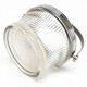 Art Deco sugar bowl, silver-plated brass, pressed glass, Poland, 1950s