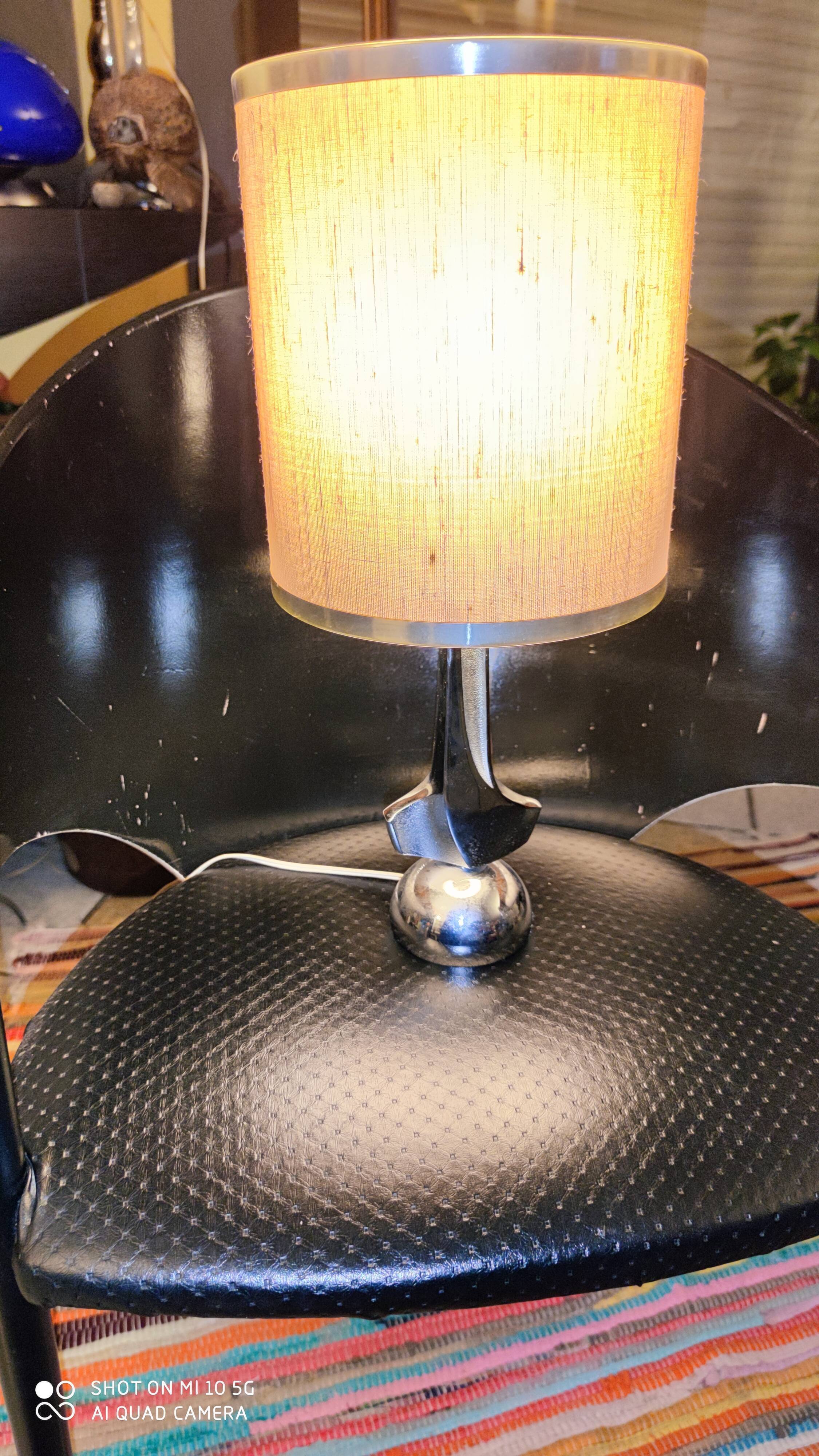 Chrome-plated metal lamp circa 1970