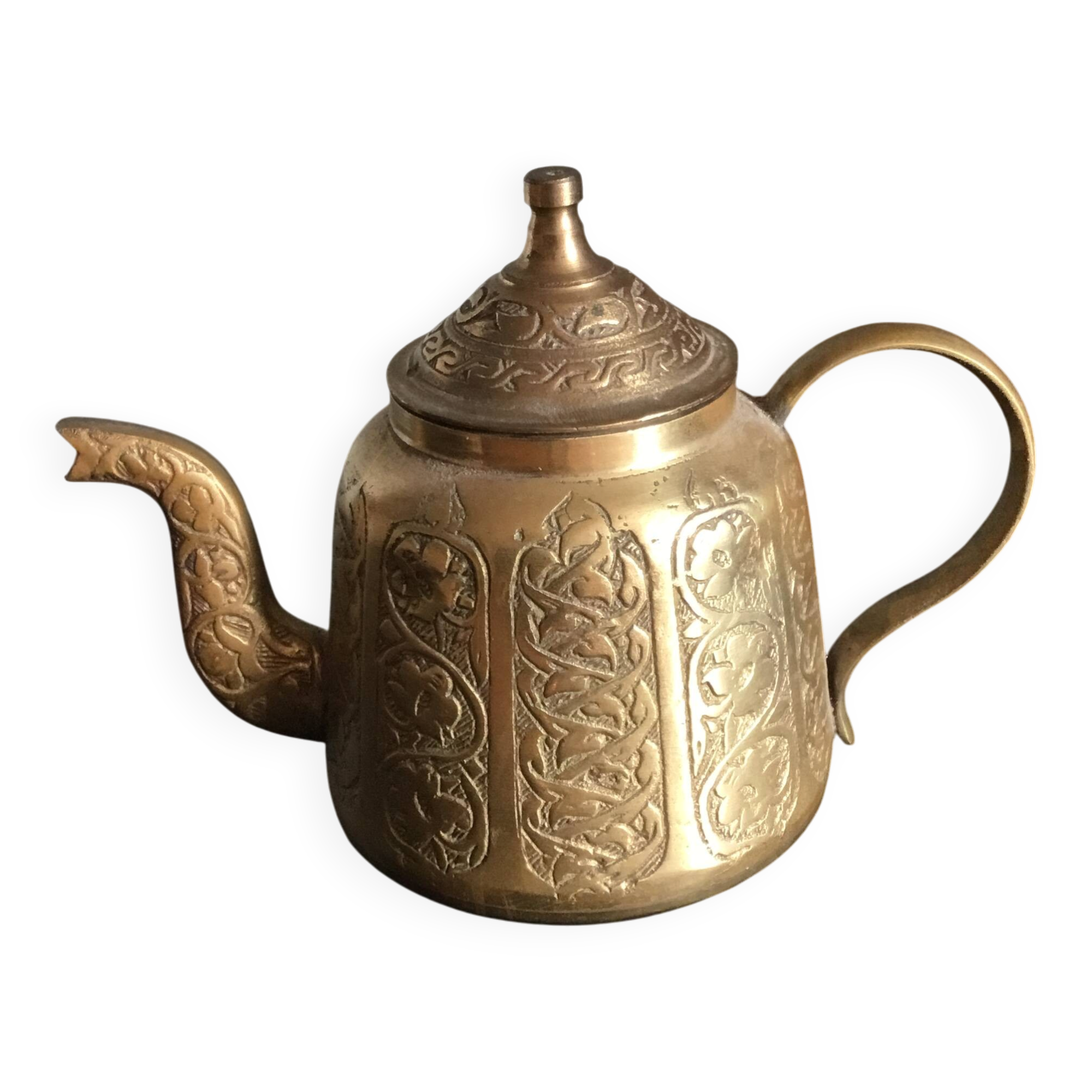 Golden Turkish bronze oriental teapot