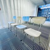 Blue vintage formica table - 4 chairs - extensions