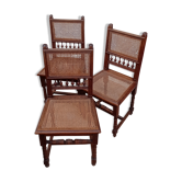 Lot de 3 chaises cannée anciennes