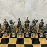Leather and metal chess set