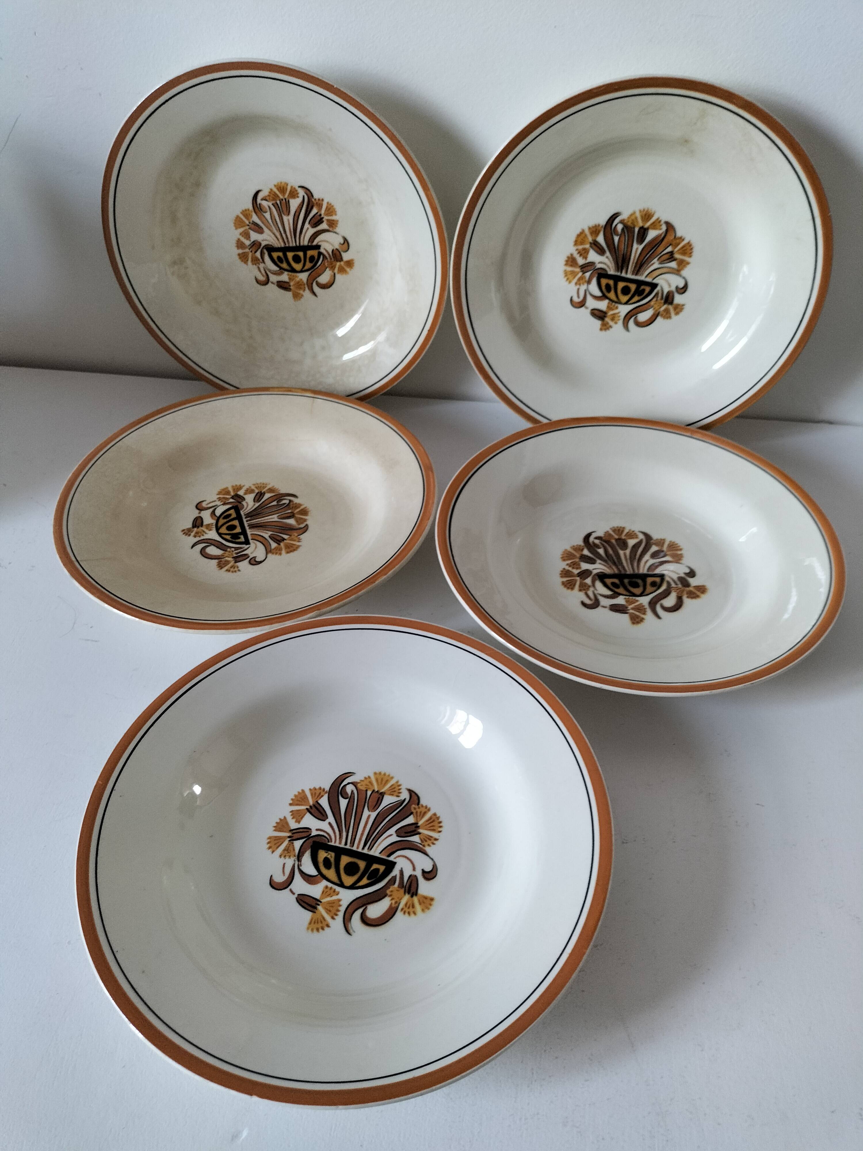 Set of 5 soup plates – Creil & Montereau – Œillet model