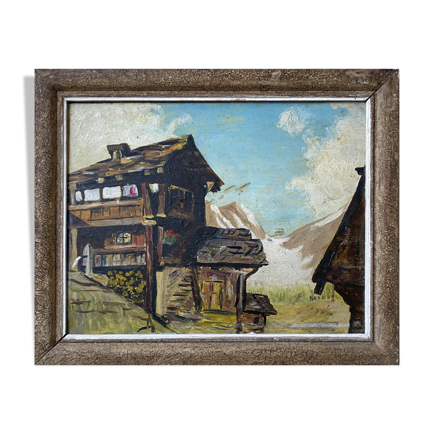 HSP Table "Mountain Chalet" Winter Landscape circa 1950