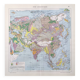 Vintage map Asia China USSR India Japan 43x43cm from 1950