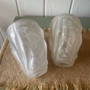 Pair of Art Deco lampshades in frosted glass signed Hubens