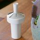 Sgrafo Modern white and silver porcelain vase, 60s