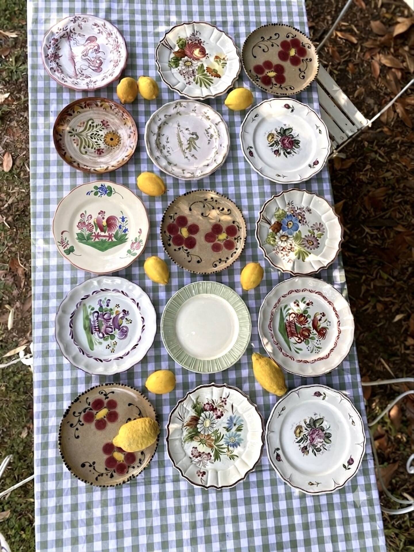 Exceptional set of 15 large mismatched plates.