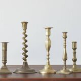 5 bougeoirs en laiton, années 1960