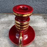St-Clement Bordeaux Ceramic Candle Holder with Gold Trim - 50s