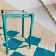 Hollywood Regency Faux Malachite Side Table with Glass Shelves